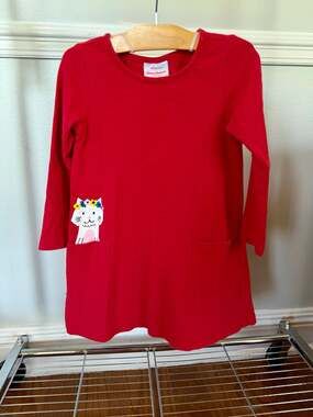 Red Pocket cat Peek Art Dress